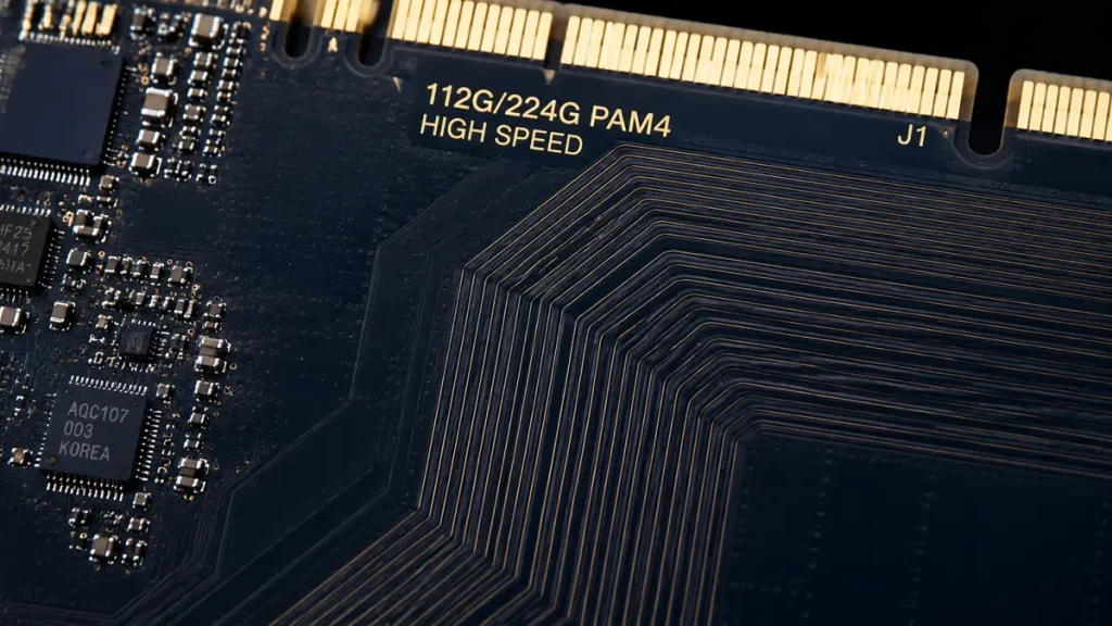 High-speed 112G and 224G PAM4 validated routing on an advanced any-layer HDI PCB, fabricated by an experienced China supplier with strict impedance control.