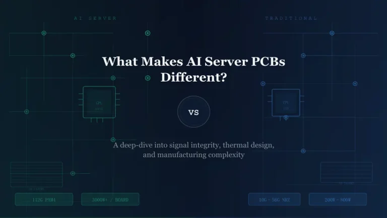 AI Server PCB vs Traditional PCB technical specifications comparison chart banner