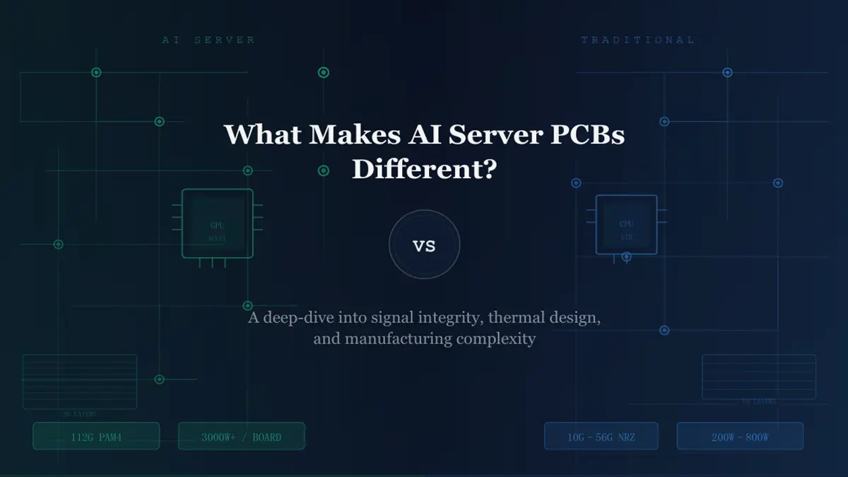 AI Server PCB vs Traditional PCB technical specifications comparison chart banner