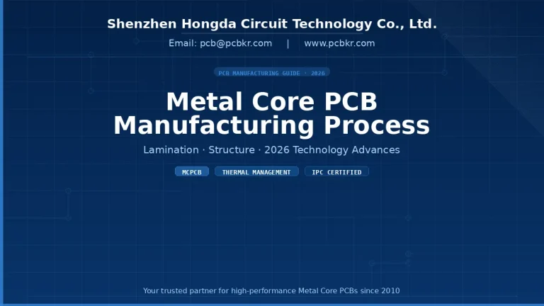 Shenzhen Hongda Metal Core PCB manufacturing process guide cover showing 2026 lamination and structure advances.