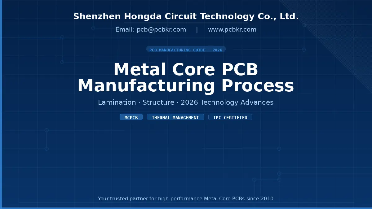 Shenzhen Hongda Metal Core PCB manufacturing process guide cover showing 2026 lamination and structure advances.