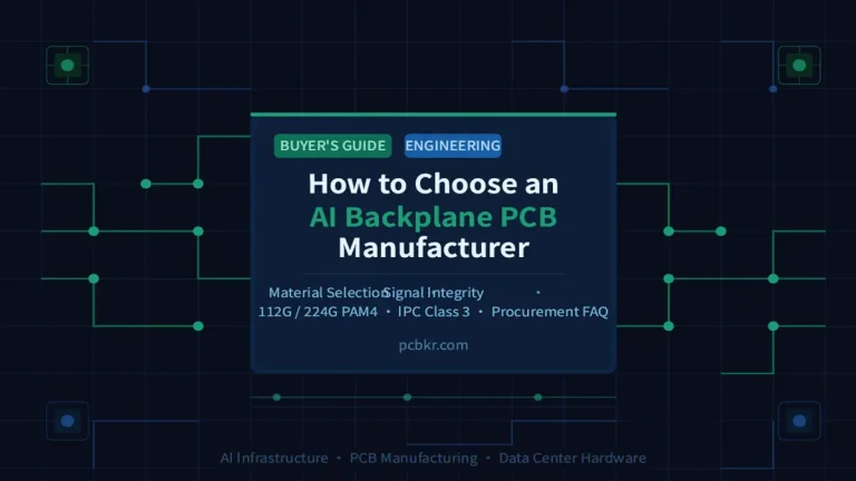 How to Choose an AI Backplane PCB Manufacturer — A complete buyer's and engineering guide covering material selection, signal integrity, 112G/224G PAM4 requirements, and IPC Class 3 standards for high-speed data center infrastructure.