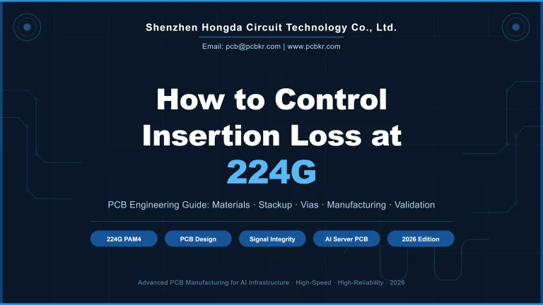 Shenzhen Hongda Circuit Technology engineering guide cover for controlling 224G insertion loss in high-speed AI server PCBs.