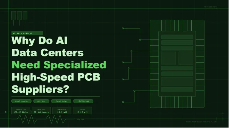 An abstract 3D technology background featuring illuminating network nodes, glowing data pathways, and interconnected circuit geometric lines. This vector-style digital illustration visualizes complex multi-layer stack-ups, high-density signal interconnects (HDI), and advanced trace routing architectures required for high-speed AI data center server PCBs operating at 112G and 224G PAM4 bandwidth frequencies.