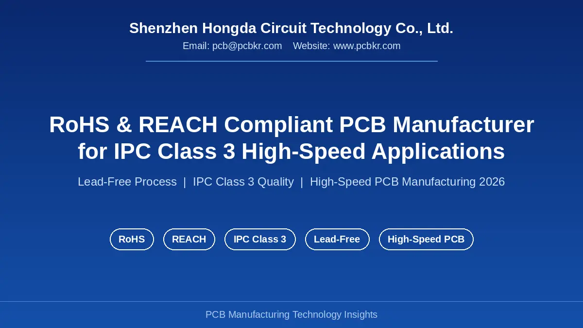 RoHS REACH compliant PCB manufacturer - Shenzhen Hongda Circuit Technology IPC Class 3 high-speed PCB production cover image.