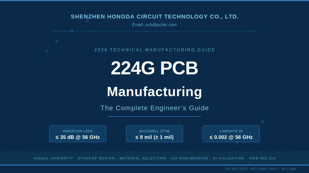 Shenzhen Hongda Circuit Technology 2026 Technical Manufacturing Guide for 224G PCB - Insertion Loss ≤ 35 dB @ 56 GHz, Backdrill Stub ≤ 8 mil, Laminate Df ≤ 0.002