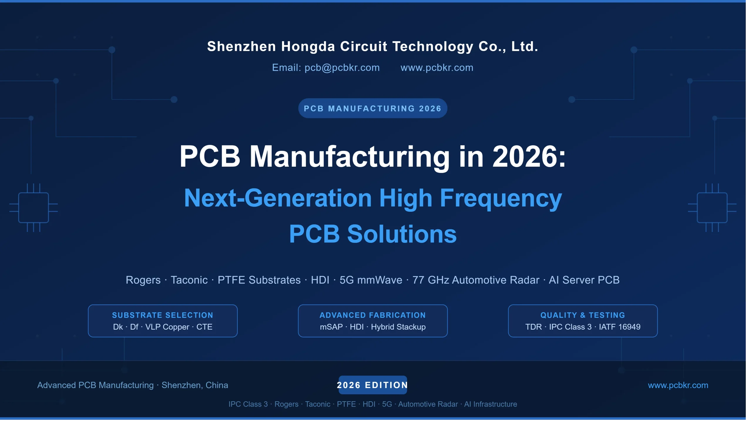 Shenzhen Hongda Circuit Technology Co., Ltd. 2026 High Frequency PCB Manufacturing Cover
