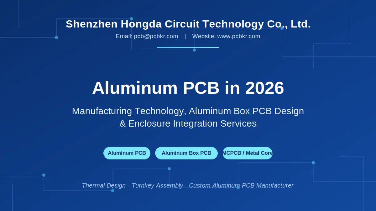 Shenzhen Hongda Circuit Technology banner for aluminum box pcb and metal core boards manufacturing in 2026.