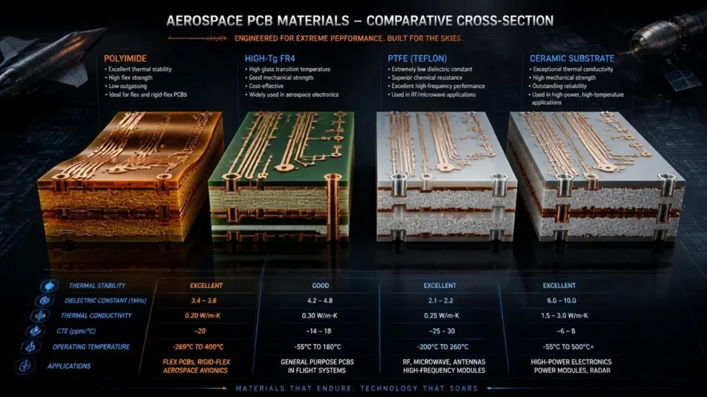 Multilayer avionics rigid-flex PCB with gold-plated copper traces engineered for mission-critical aircraft electronics and aerospace systems.