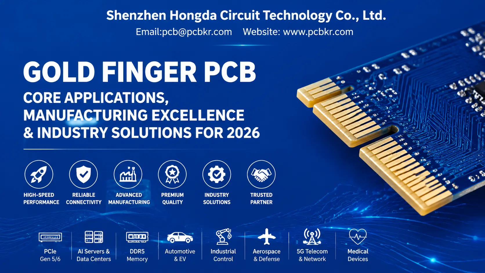 推荐版本： PCB Gold fingers edge connector with selective hard gold plating and precision beveling by Hongda Circuit