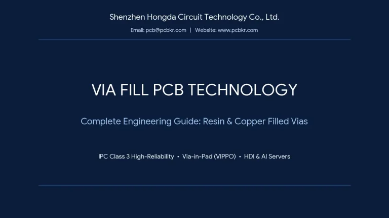 Via Fill PCB technology guide covering resin and copper filled vias for IPC Class 3 high-reliability manufacturing by Shenzhen Hongda Circuit Technology Co., Ltd.