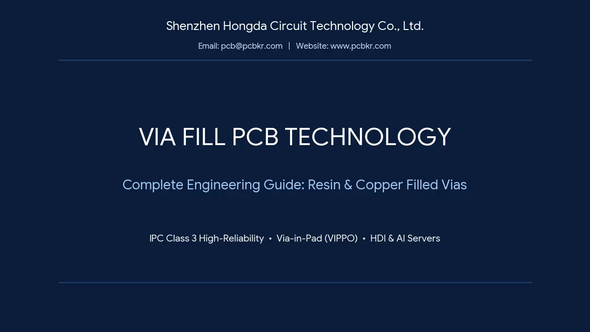 Via Fill PCB technology guide covering resin and copper filled vias for IPC Class 3 high-reliability manufacturing by Shenzhen Hongda Circuit Technology Co., Ltd.