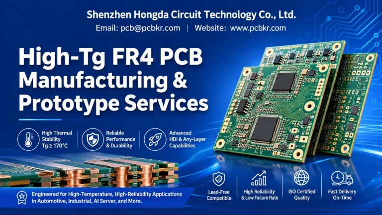 ISO & IATF certified High-Tg FR4 PCB manufacturing from Shenzhen Hongda Circuit. We offer quick-turn prototypes in 24-72h for high-temp, reliable applications. Get a quote!