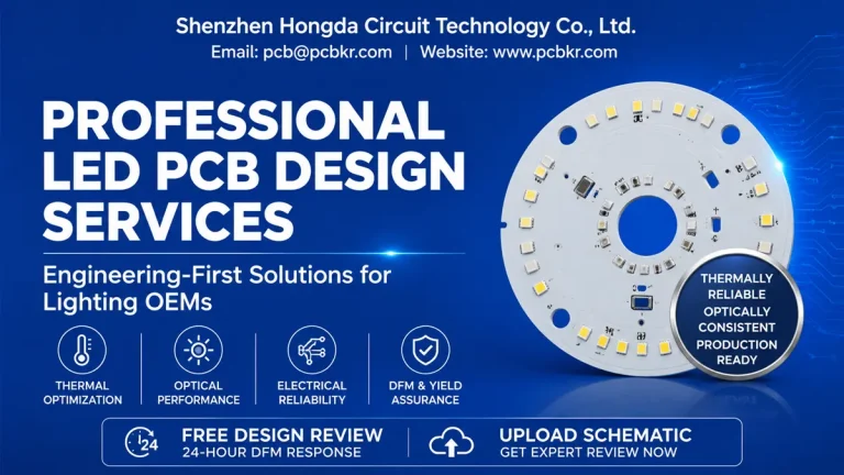 Professional LED PCB design for high-power aluminum MCPCB lighting board by Hongda Circuit