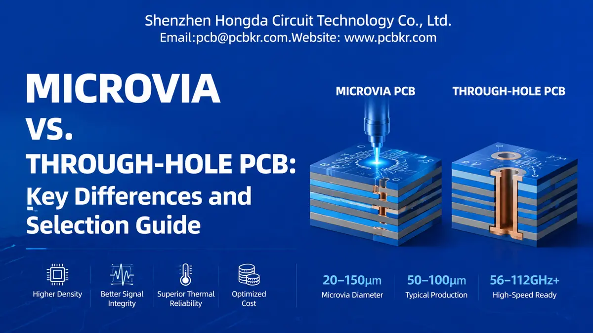 Cross-section comparison of microvias PCB and through-hole PCB technologies by Shenzhen Hongda Circuit Technology