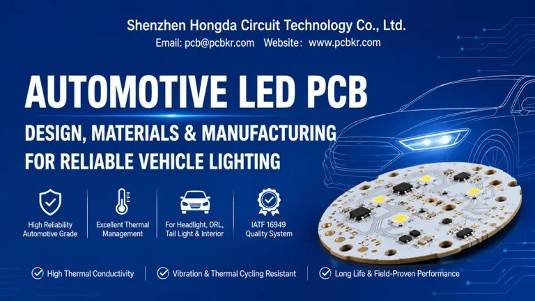 Automotive LED PCB design and manufacturing for headlights, DRL, and tail lights by Shenzhen Hongda Circuit Technology Co., Ltd.