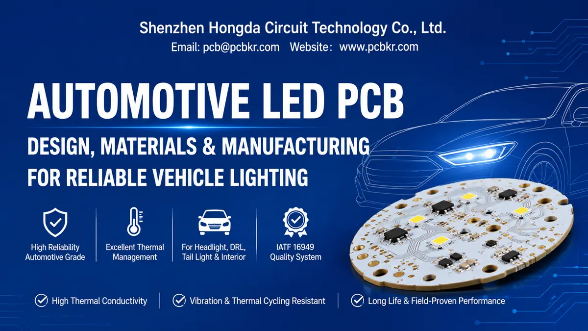 Automotive LED PCB design and manufacturing for headlights, DRL, and tail lights by Shenzhen Hongda Circuit Technology Co., Ltd.