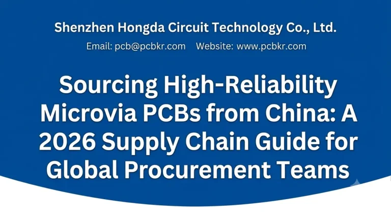supply chain guide from Shenzhen Hongda Circuit Technology Co., Ltd. for global procurement teams sourcing high-reliability microvia PCBs from China. Contains email and website details.