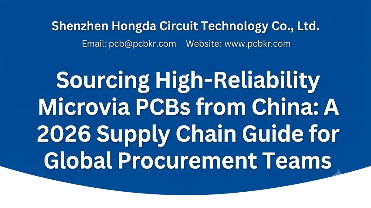 supply chain guide from Shenzhen Hongda Circuit Technology Co., Ltd. for global procurement teams sourcing high-reliability microvia PCBs from China. Contains email and website details.