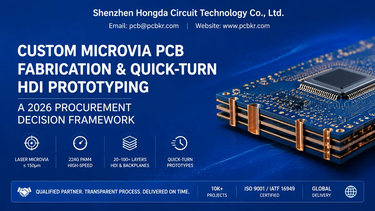 Custom Microvia PCB Fabrication and Quick-Turn HDI Prototyping: A 2026 Procurement Decision Framework Banner by Shenzhen Hongda Circuit Technology