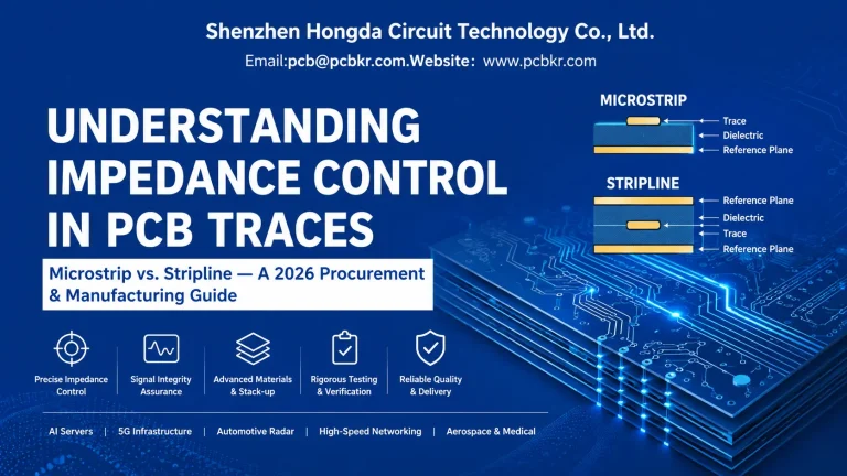 How to achieve controlled impedance in PCB design: Microstrip vs Stripline stackup diagram by Shenzhen Hongda Circuit