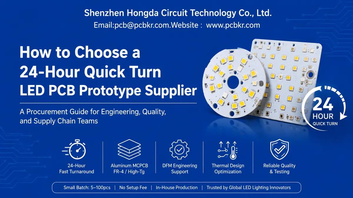 How to choose a 24-hour quick turn LED PCB prototype supplier - A procurement guide for engineering and quality teams by Shenzhen Hongda Circuit Technology.