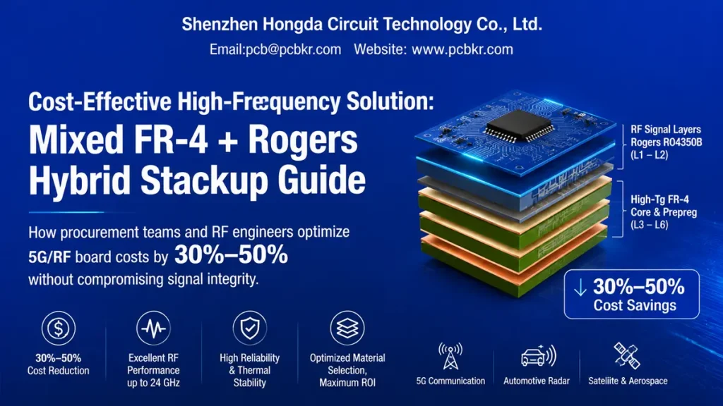 Rogers RO4350B + FR4 Mixed Delectrics PCB hybrid stackup architecture by Hongda Circuit