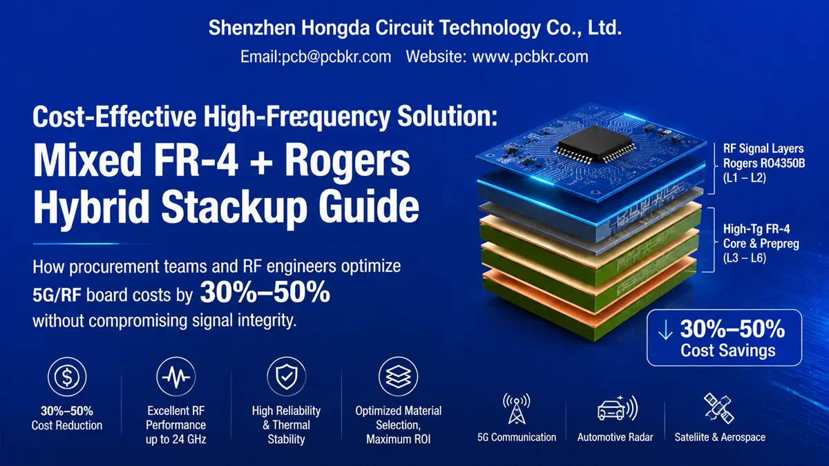 Rogers RO4350B + FR4 Mixed Delectrics PCB hybrid stackup architecture by Hongda Circuit