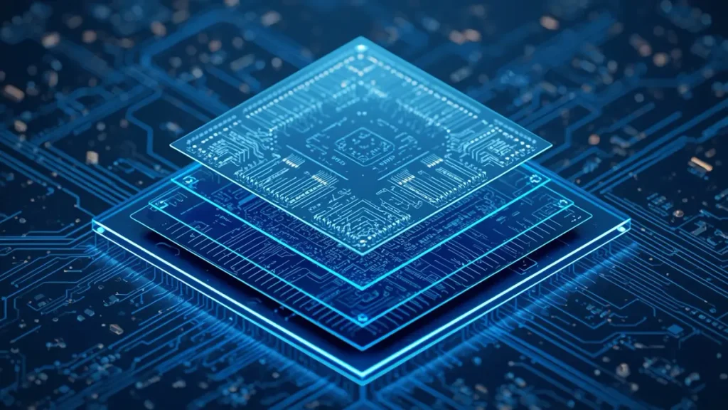 3D exploded view of ultra thin rigid PCB stackup architecture under 0.4mm with microvias by Hongda Circuit