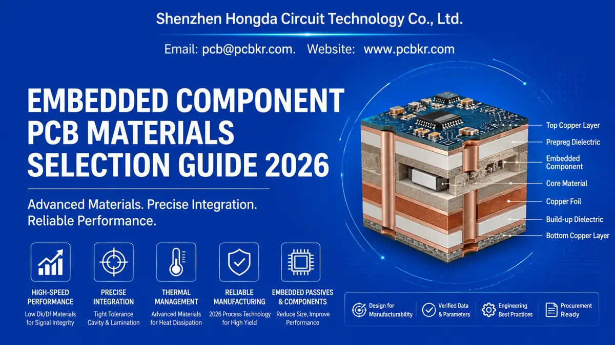 Embedded component PCB materials selection guide 2026 and 3D stackup structure by Shenzhen Hongda Circuit Technology Co., Ltd.