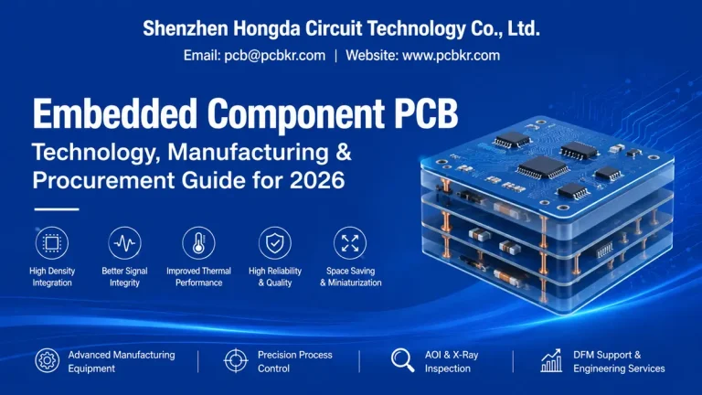 3D illustration of an embedded component PCB architecture showing internal resistor and IC integration by Hongda Circuit