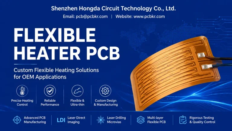 Custom Flexible Heater PCB with PI polyimide heating circuit for OEM applications by Hongda Circuit
