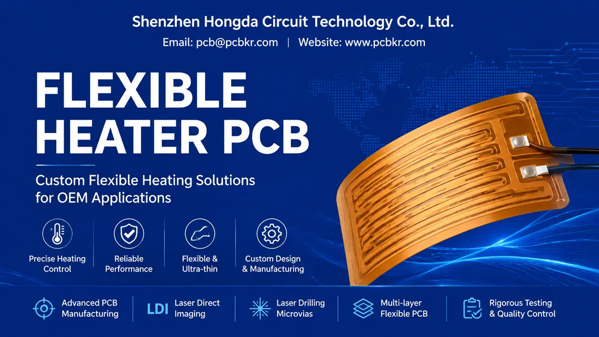 Custom Flexible Heater PCB with PI polyimide heating circuit for OEM applications by Hongda Circuit