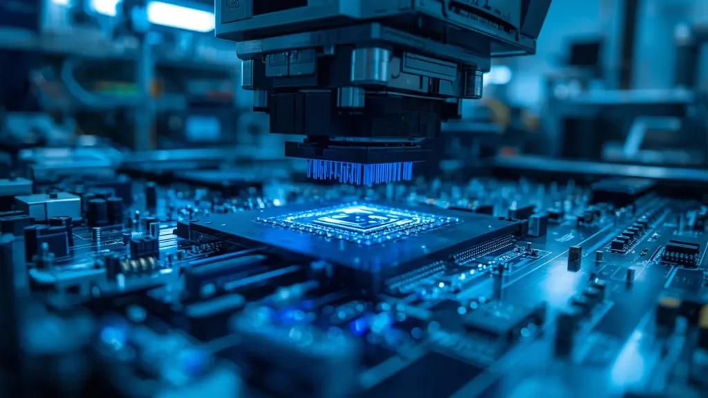 High-tech equipment performing multilayer PCB registration and alignment testing in an advanced electronics manufacturing facility