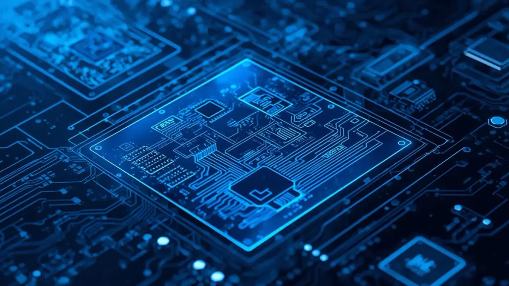 NPI PCB Prototype Manufacturing conceptual illustration showing multi-layer circuit board layout and advanced electronics engineering by Hongda Circuit