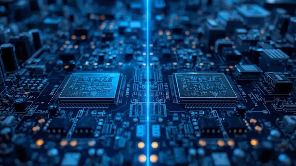 Side-by-side technical comparison concept for NPI PCB small batch prototyping versus mass production lines